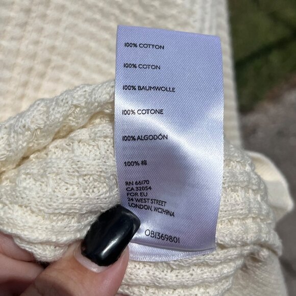 Standard Cloth Ecru Waffle Knit Pullover Polo Sweater in Ivory  Size L - Picture 7 of 9